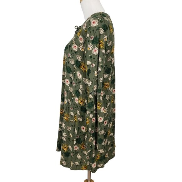Mossimo Dress Women's Small Mini A Line Long Sleeve Lace Up Neck Floral Print - Picture 5 of 8